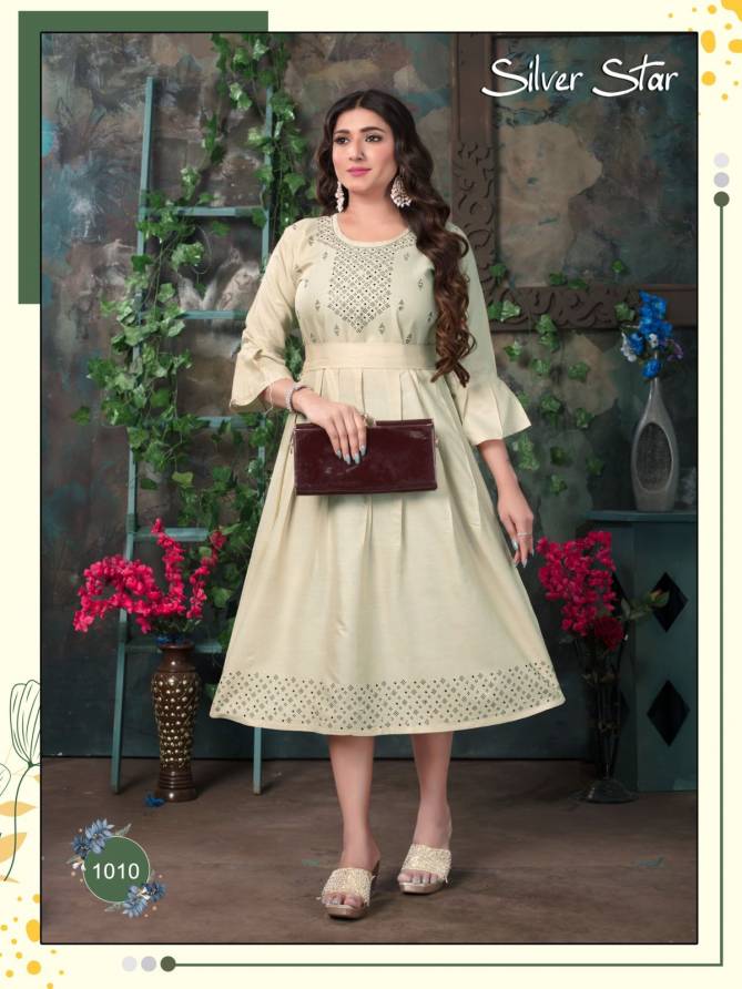 Silver Star Vol 1 By Trendy Rayon Flaired Designer Kurtis Wholesale Shop In Surat
